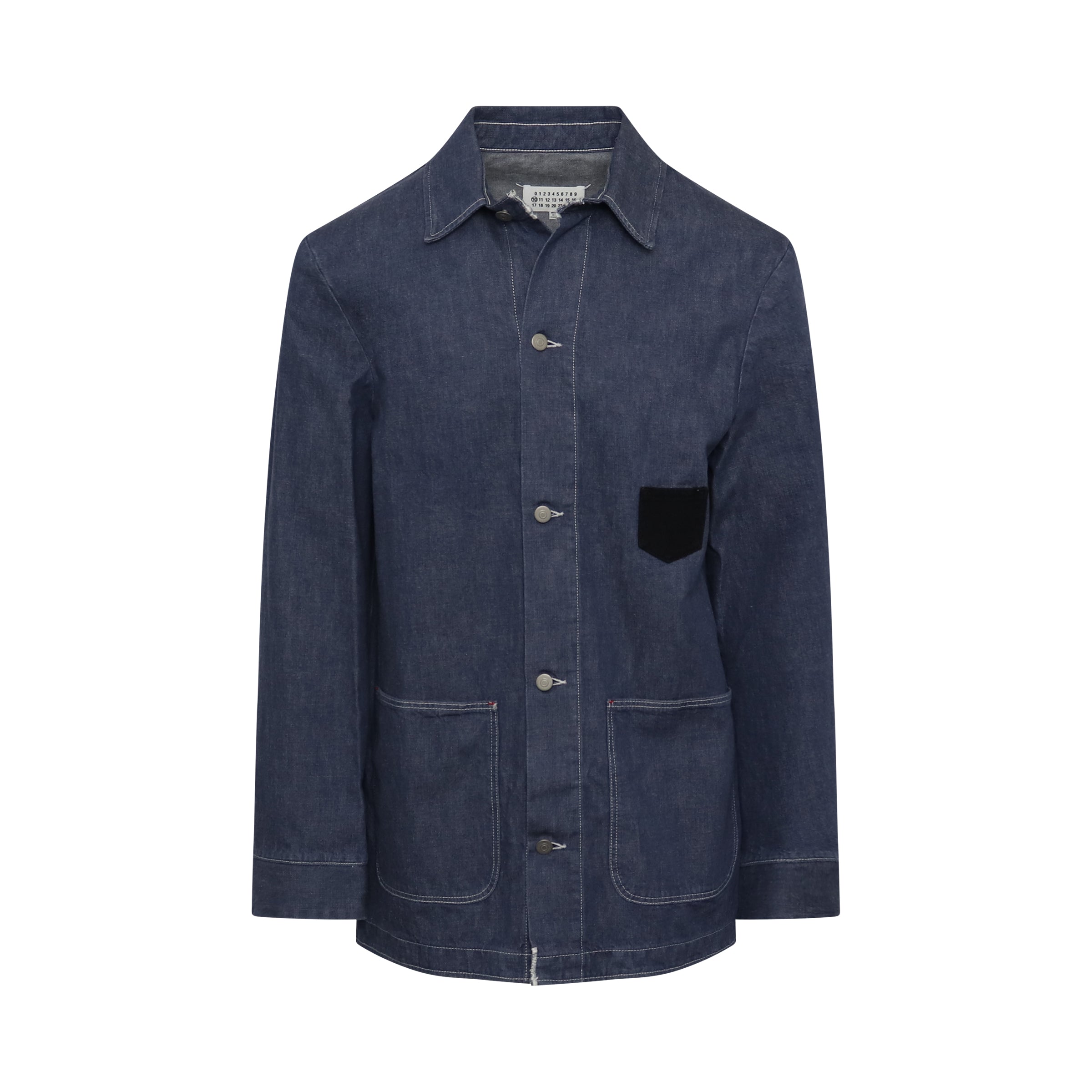 Stitched Denim Shirt Jacket in Blue