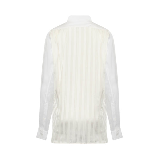 Lace Trim Asymetric Shirt in White