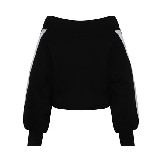 Track Off Shoulder Sweatshirt in Black