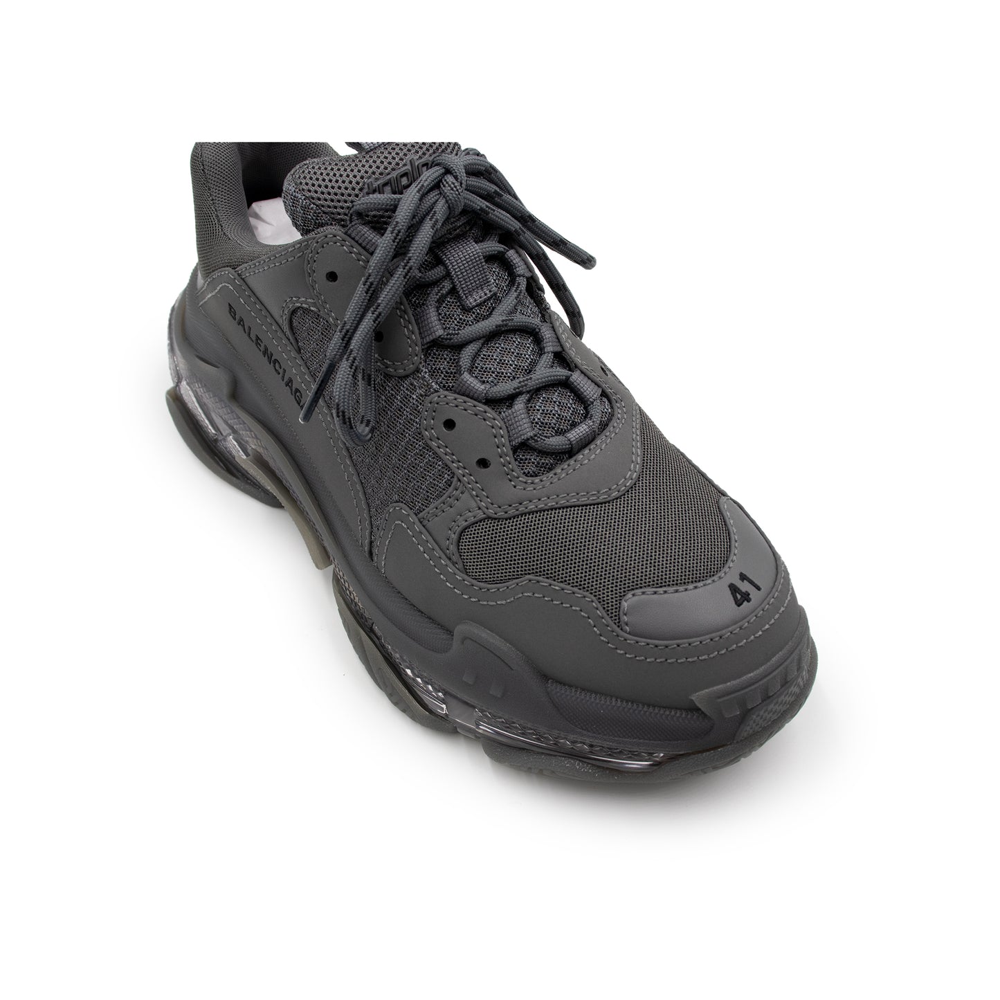 Triple S Clear Sole Sneaker in Dark Grey