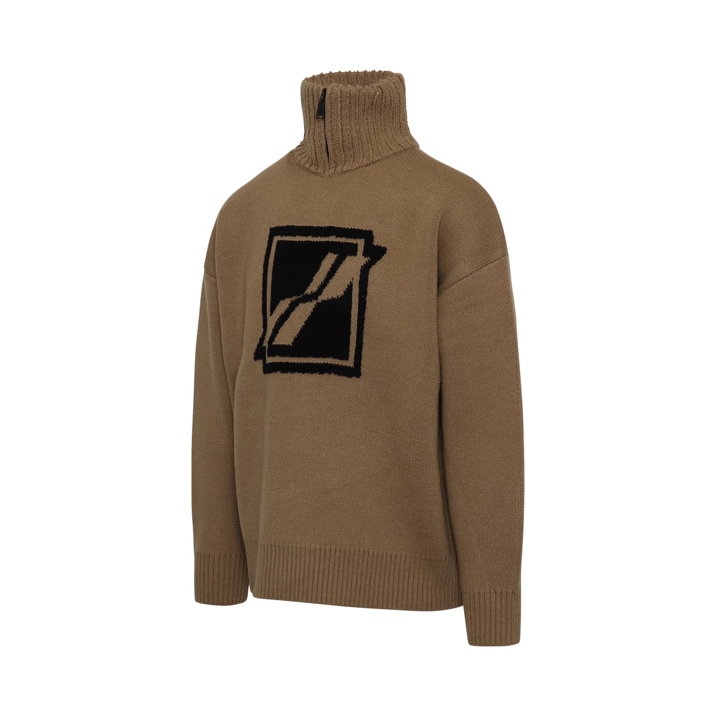 Square Logo Pile Knit Sweater in Brown