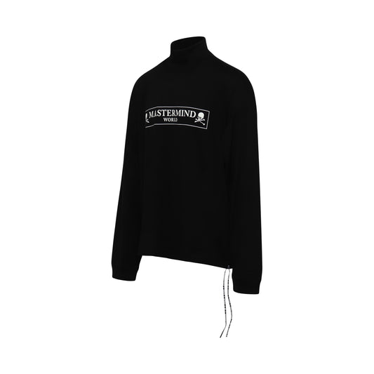 Boxed Logo Hi Neck Long Sleeve Boxy T-Shirt in Black