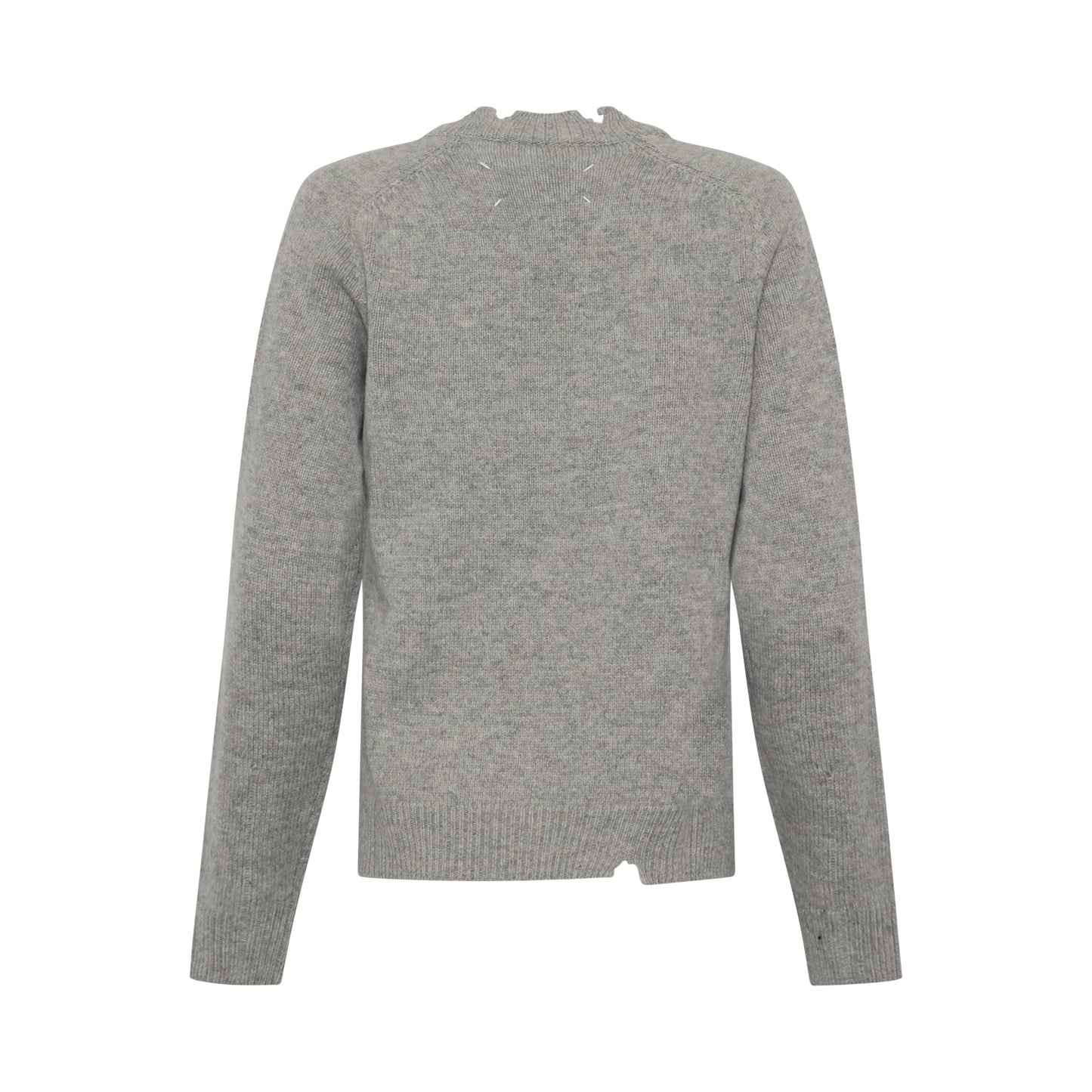 Distressed Effect Raglan Sweater in Grey