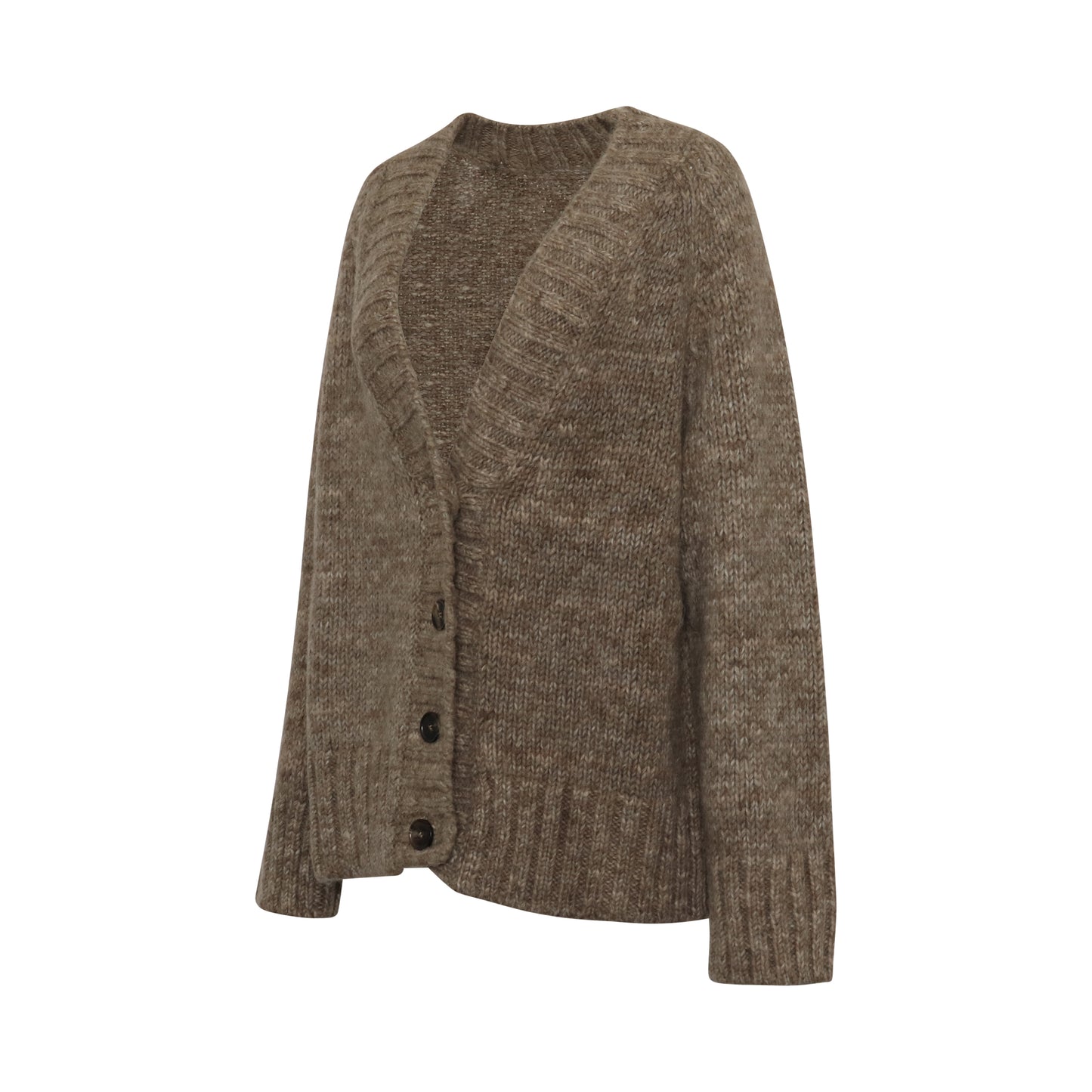 Oversize V-Neck Wool Cardigan in Anthracite