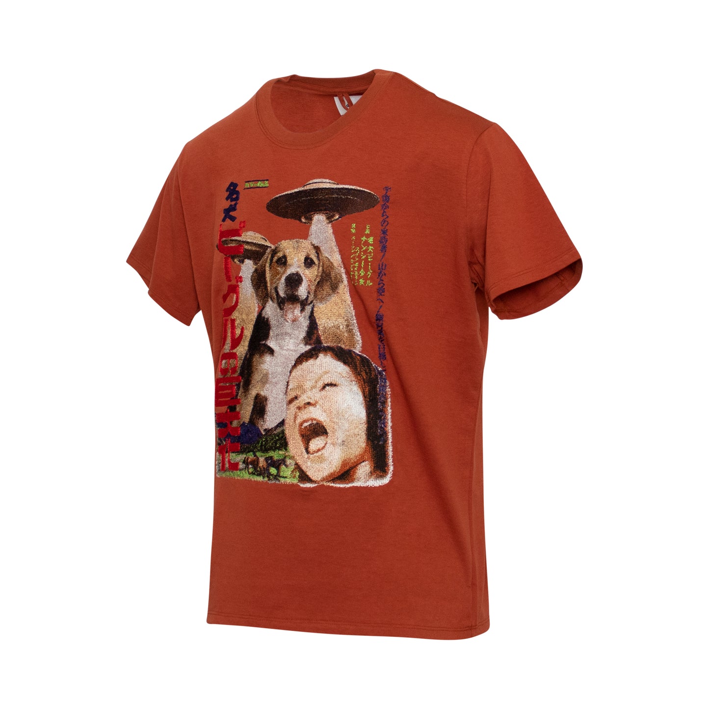 Retro Poster Embroidery T-Shirt in Brown