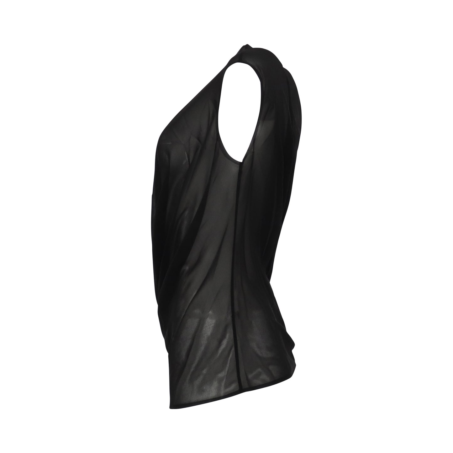 Sleeveless Drape Silk Top in Black