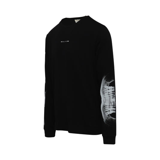 Triple Print Long Sleeve T-Shirt in Black