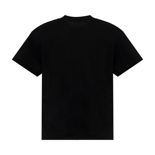 Classic 3 Buttons Flocked Logo T-Shirt in Black