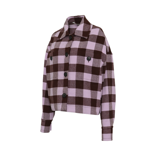 Logo Oversize Shirt Jacket in Purple