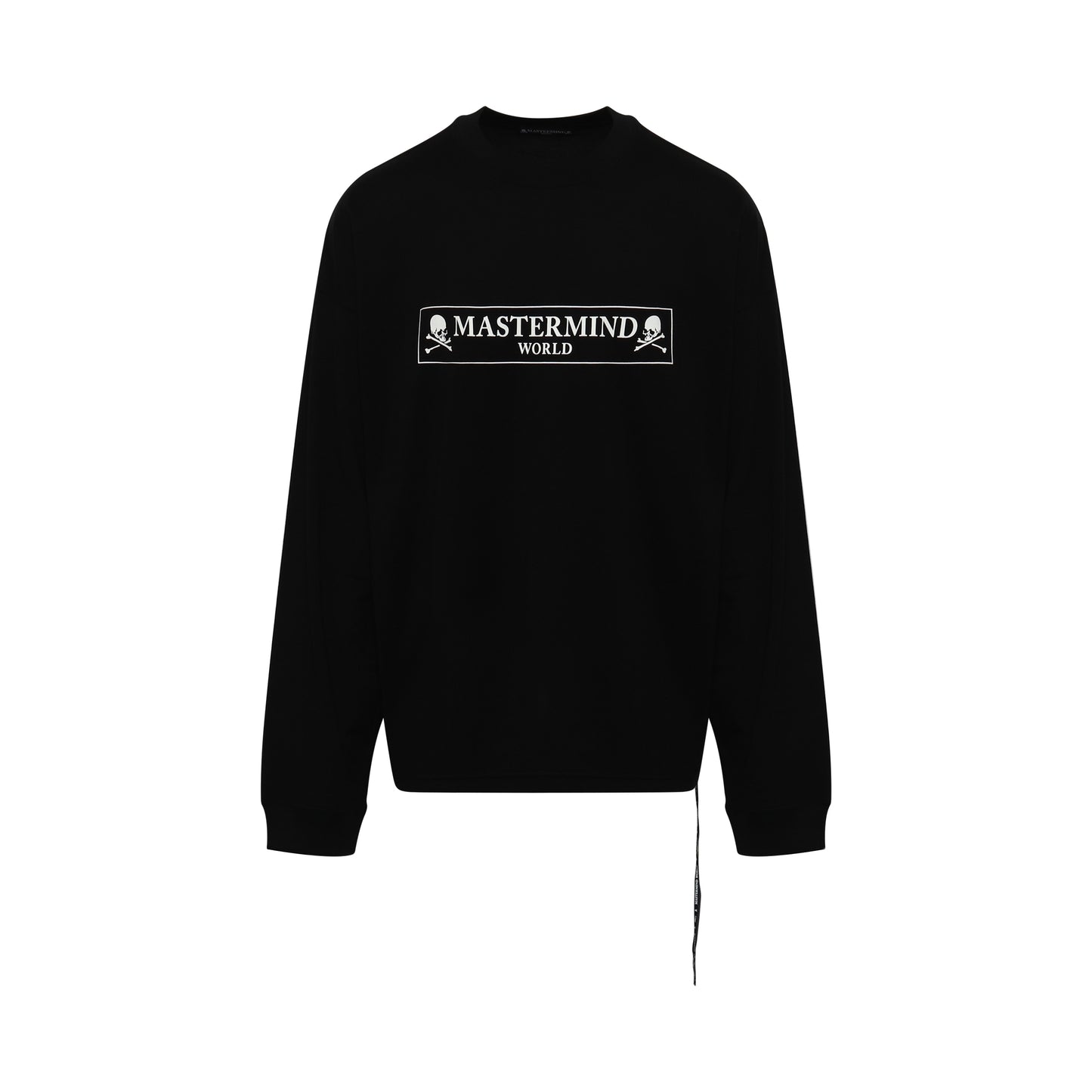 Boxed Logo Long Sleeve Boxy Fit T-Shirt in Black