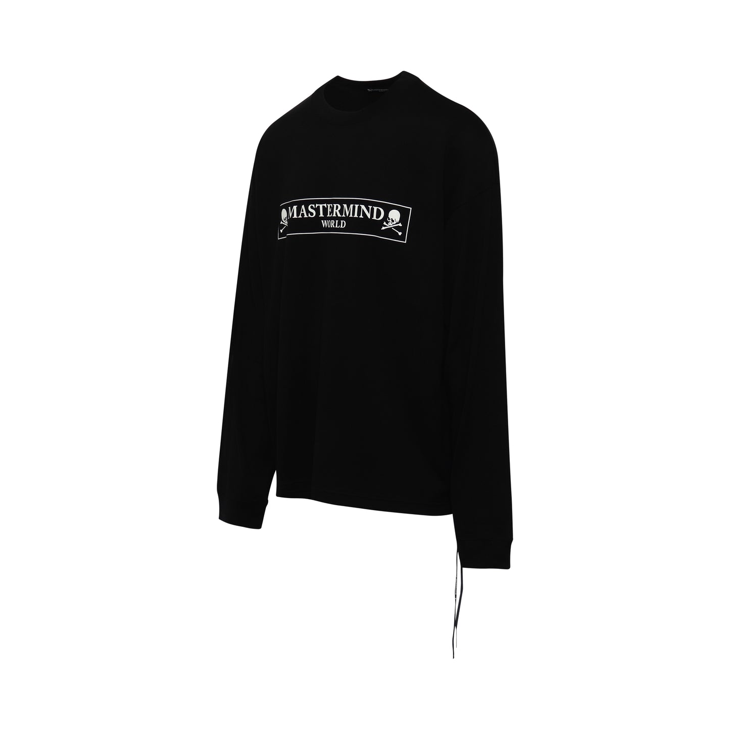 Boxed Logo Long Sleeve Boxy Fit T-Shirt in Black