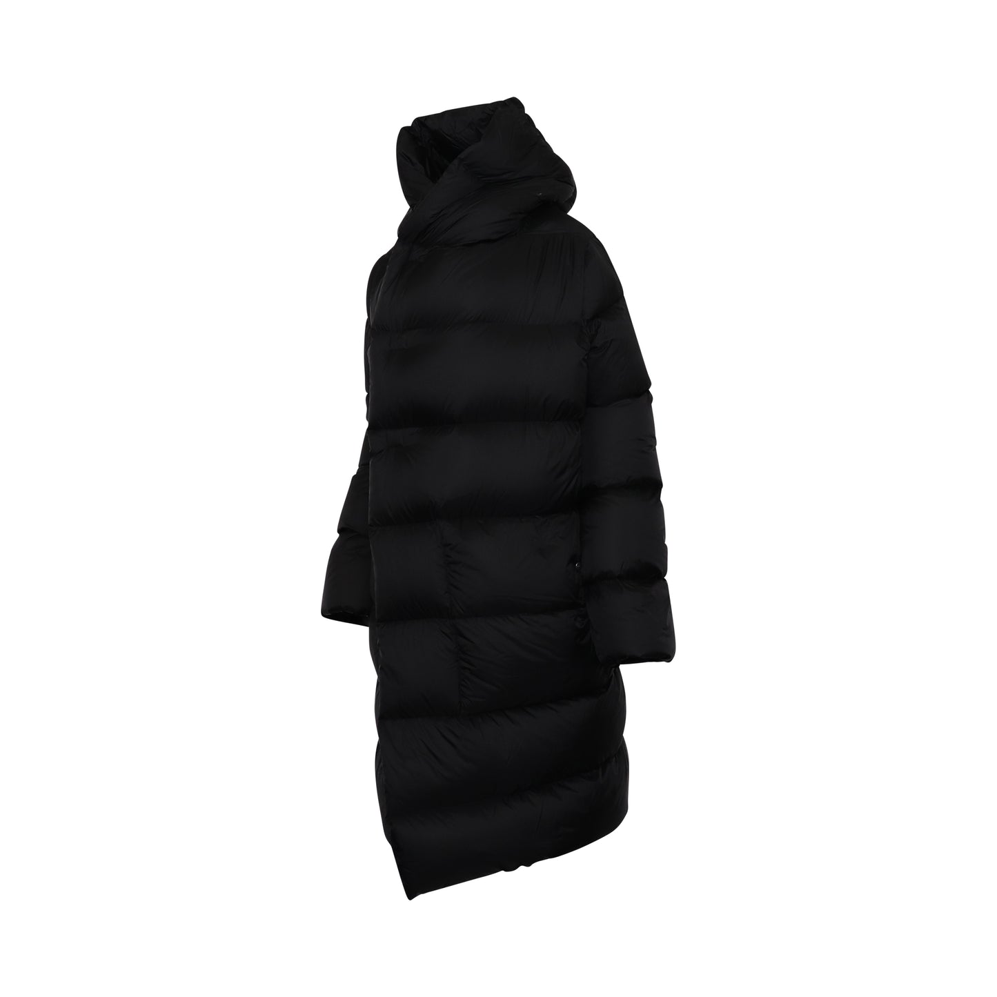 Long Sleeve Hooded Down Coat in Black
