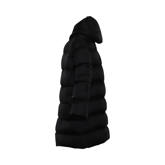 Long Sleeve Hooded Down Coat in Black