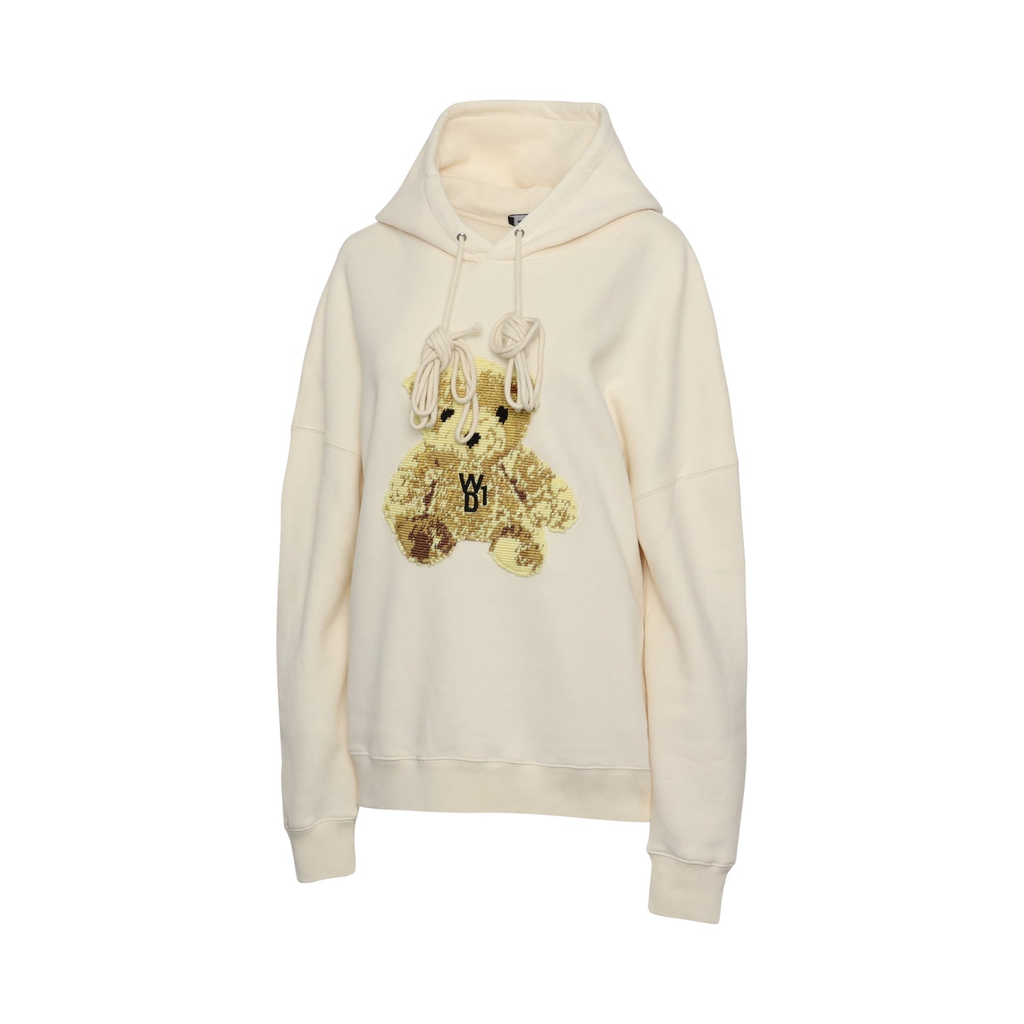 Embroidered Teddy Hoodie in Ivory