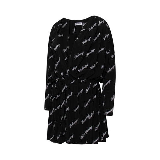 Allover Logo Mini Dress in Black