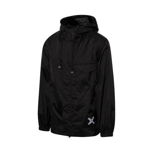 Logo Print Windbreaker Jacket in Black