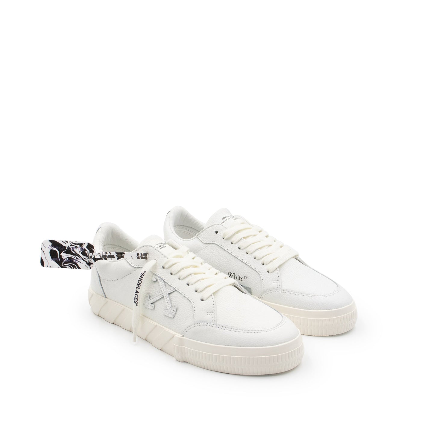 Low Vulcanized Calf Leather Sneaker in White/White
