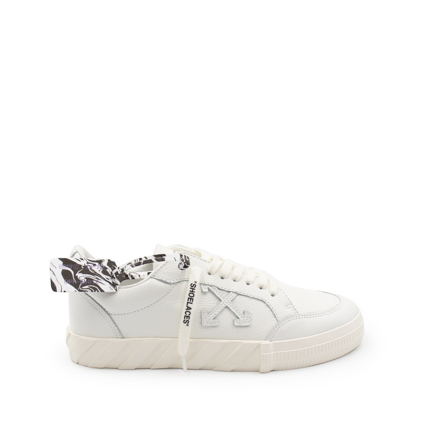 Low Vulcanized Calf Leather Sneaker in White/White