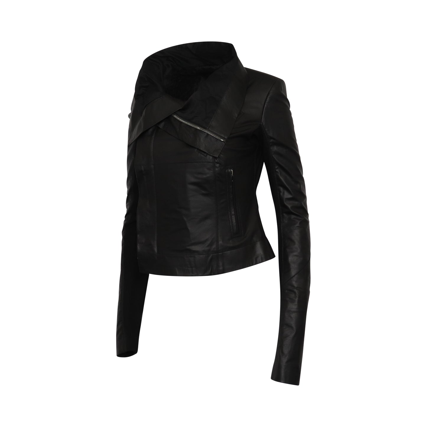 Classic Leather Biker Jacket in Black