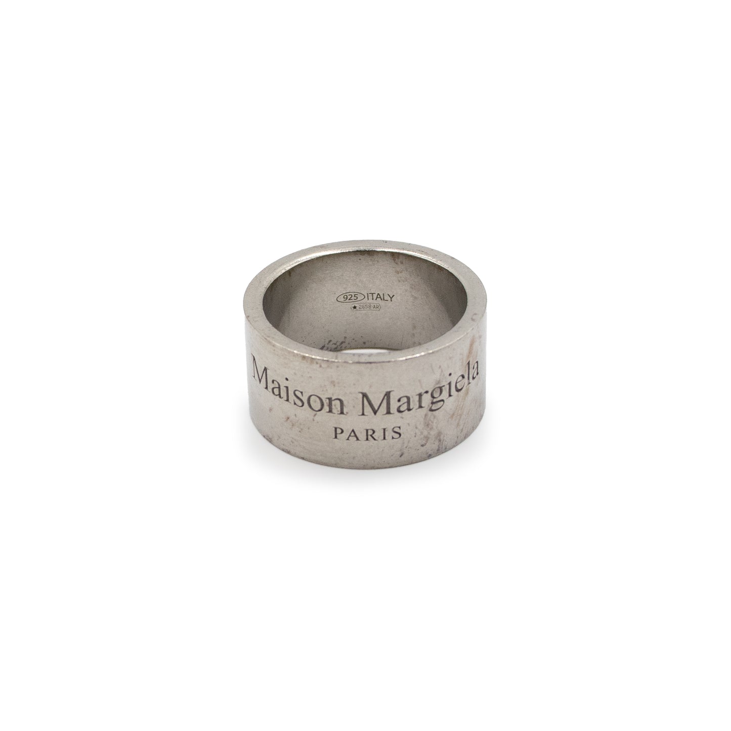 Logo Engraved Band Ring in Silver