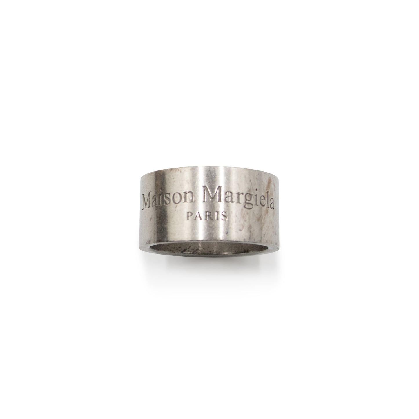 Logo Engraved Band Ring in Silver