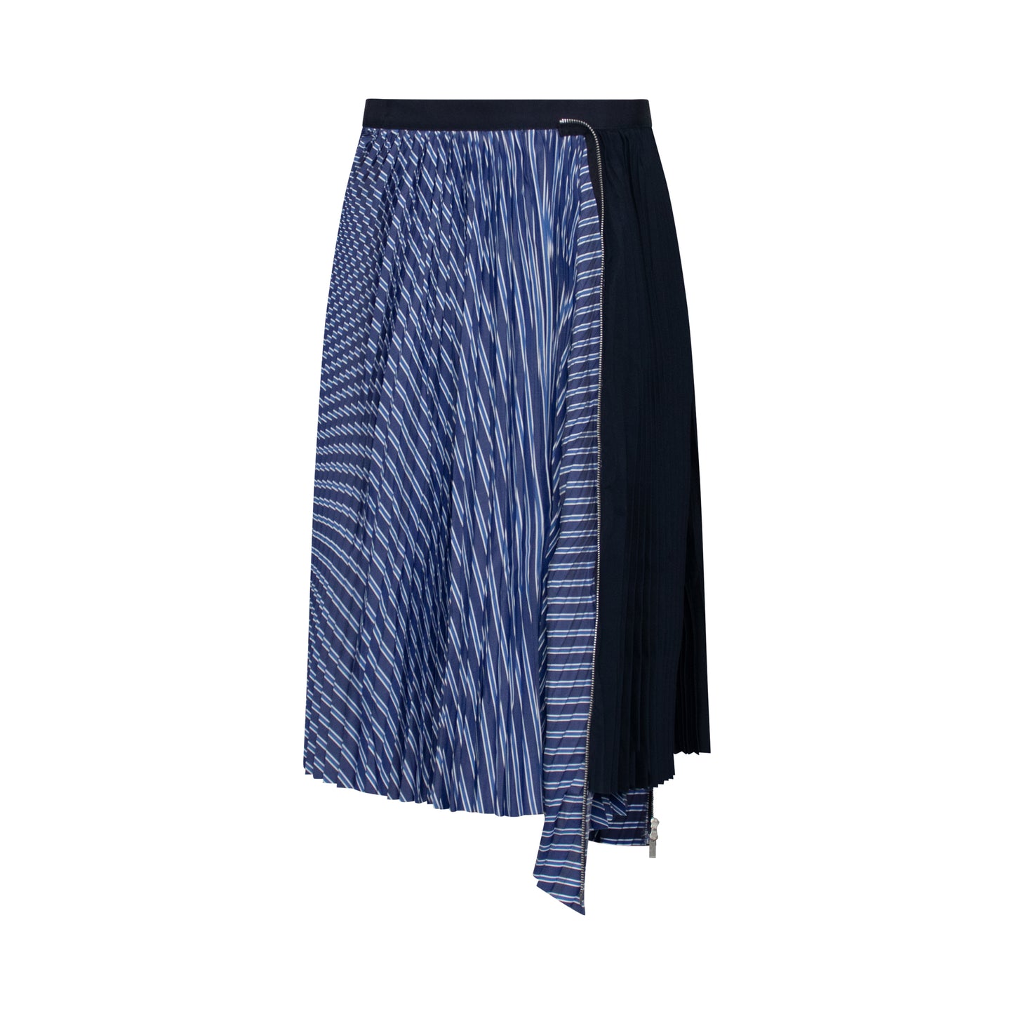 Classic Pleated Asymmetric Skirt in Stripe