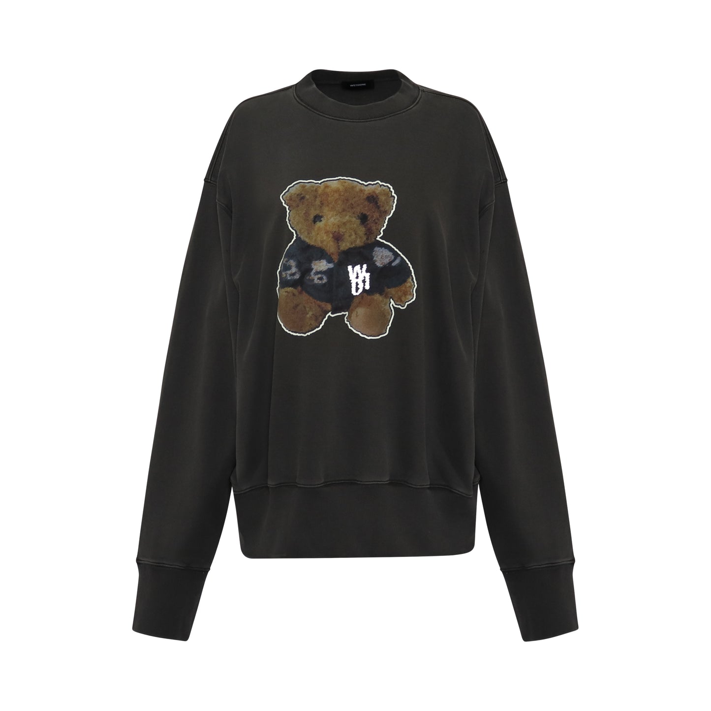Denim Jacket Teddy Print Sweatshirt in Charcoal