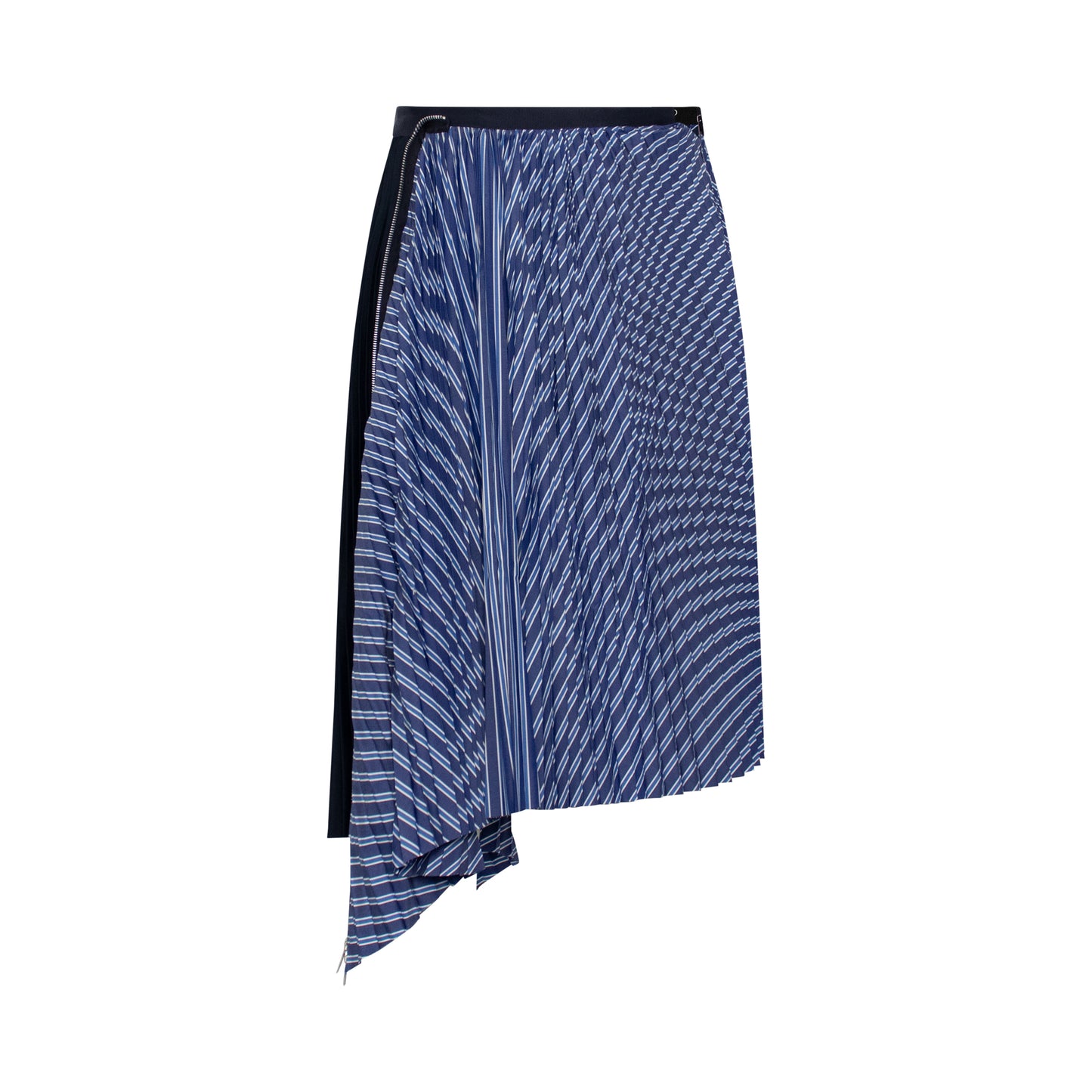 Classic Pleated Asymmetric Skirt in Stripe
