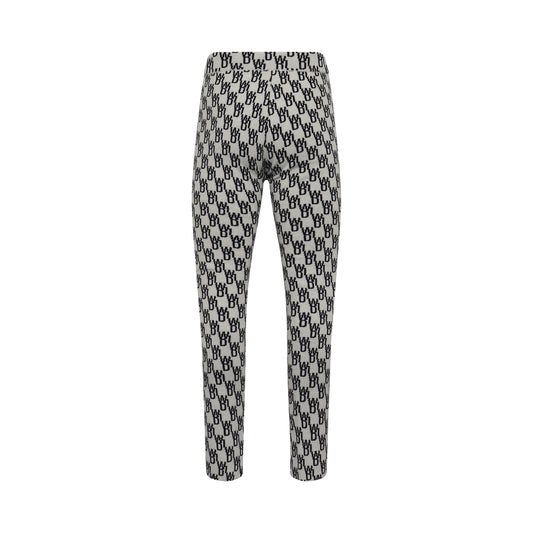 Fitted Knit Side Open Jacquard Trouser in Ivory