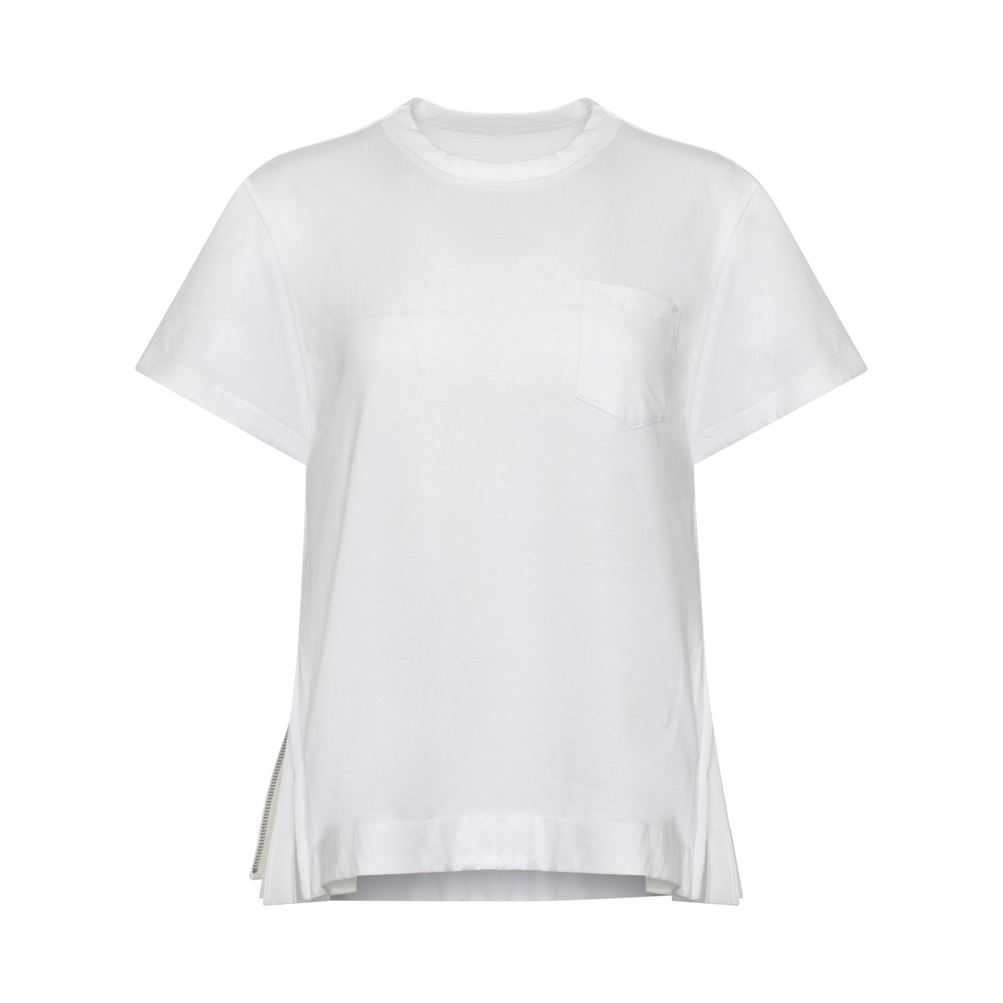 Classic Pleated Side T-Shirt in White