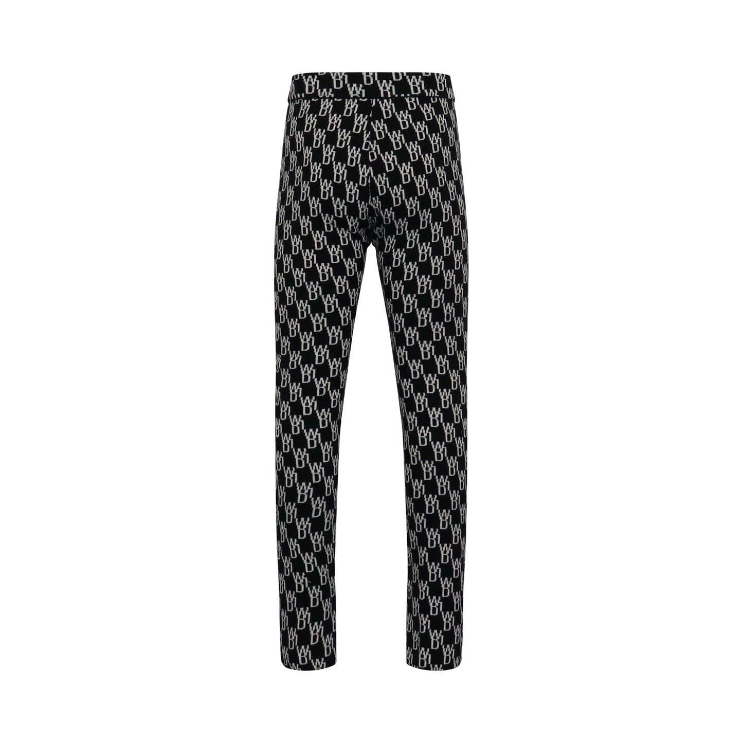 Fitted Knit Side Open Jacquard Trouser in Black