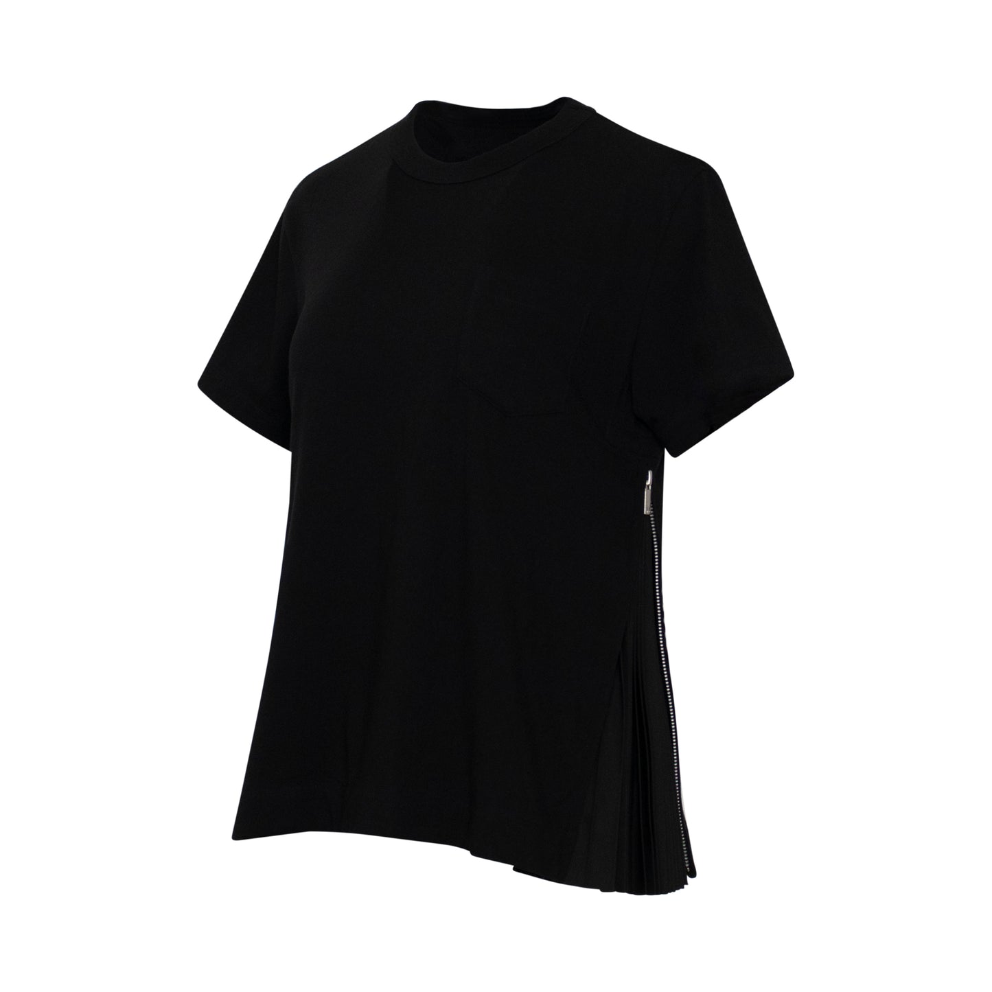 Classic Pleated Side T-Shirt in Black