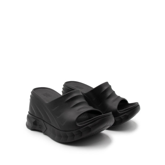 Marshmallow Wedge Sandal in Black