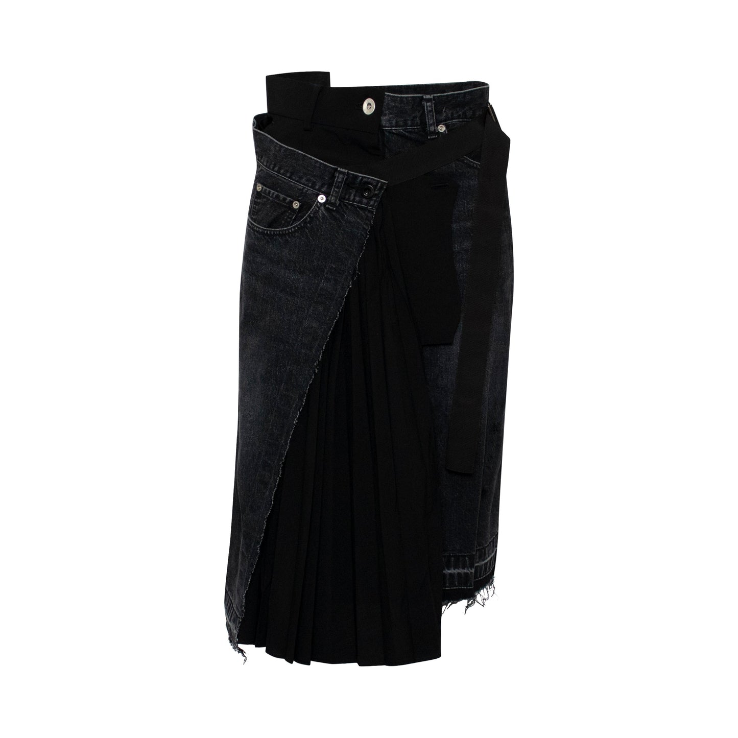 Denim x Suiting Skirt in Black