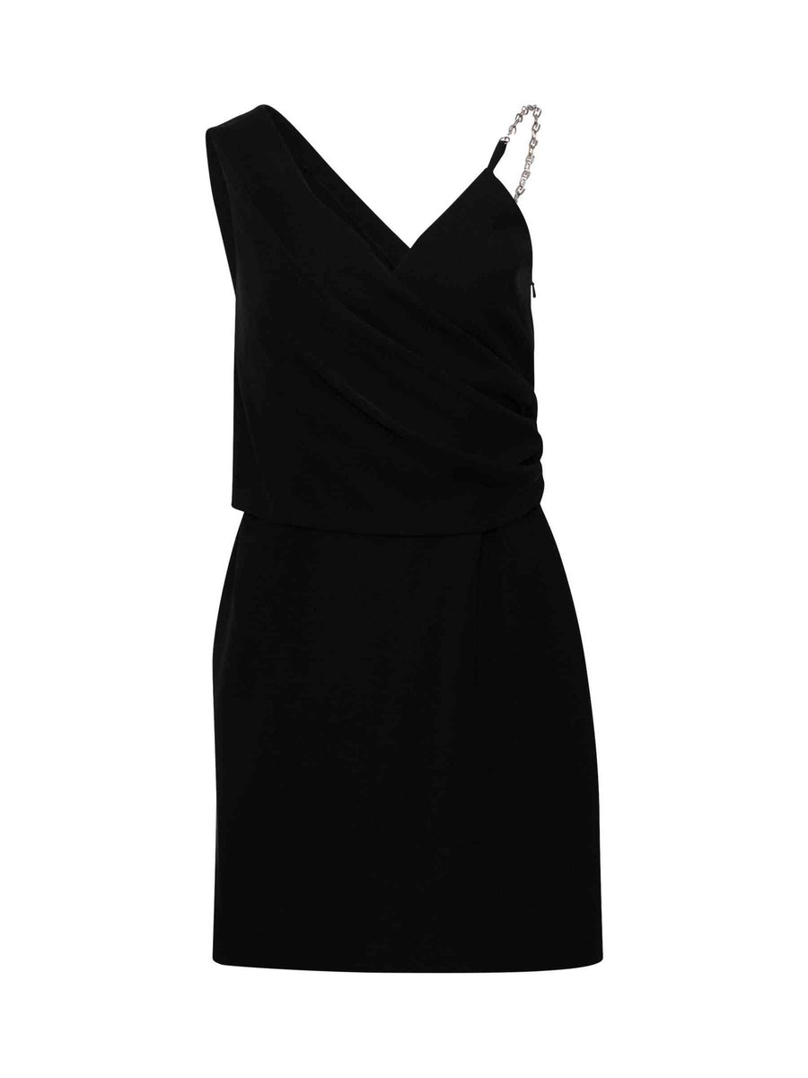 Short Dress with Drapped Top in Black