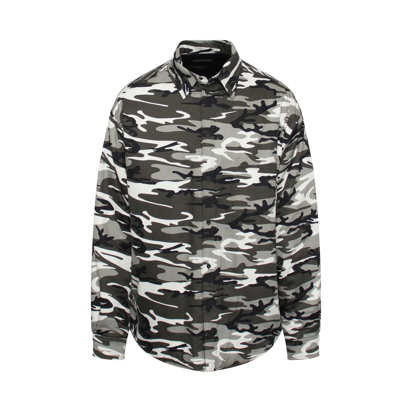 Camouflage Padded Shirt Jacket in Grey