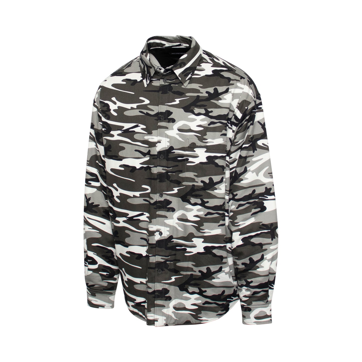 Camouflage Padded Shirt Jacket in Grey