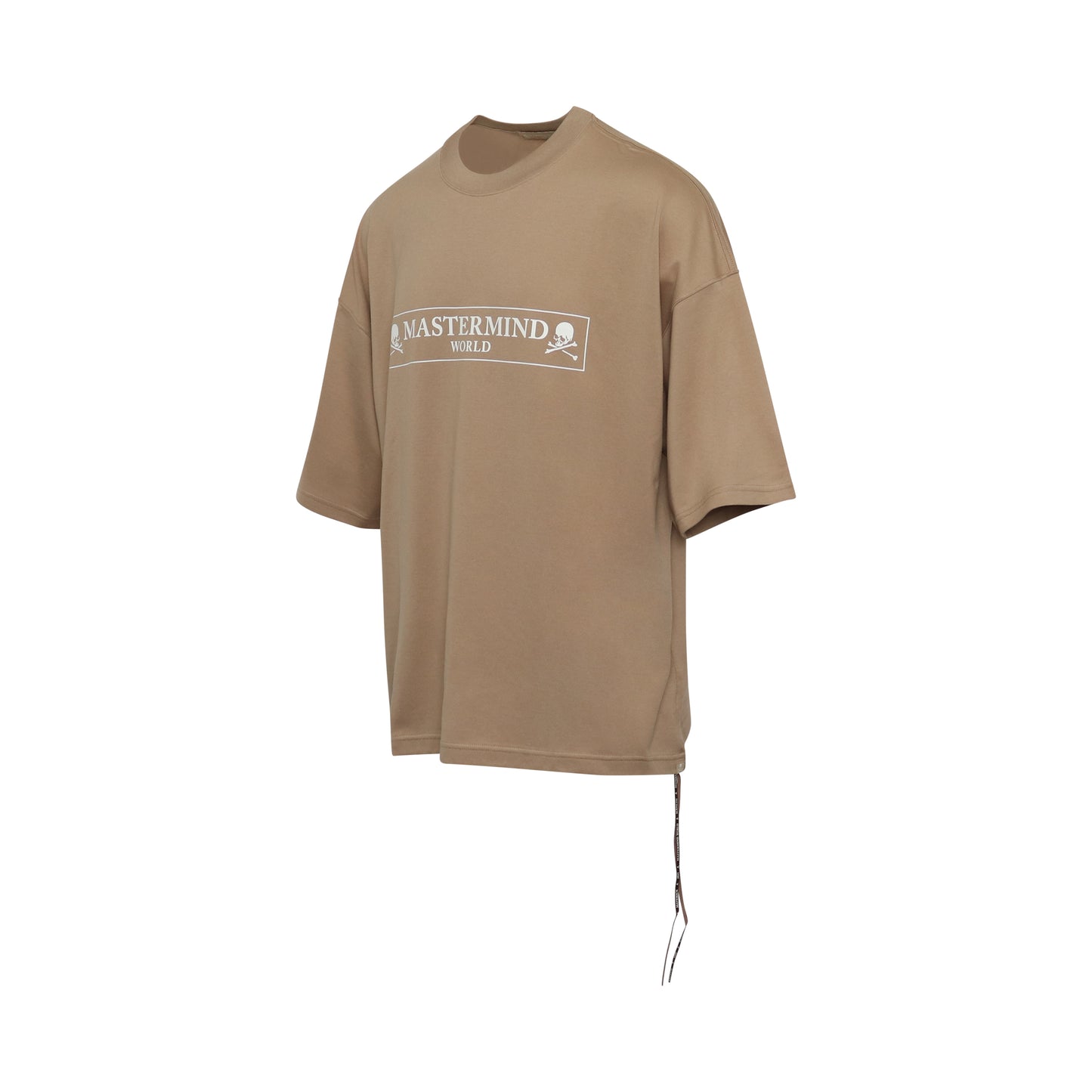 Boxed Logo Boxy Fit T-Shirt in Beige