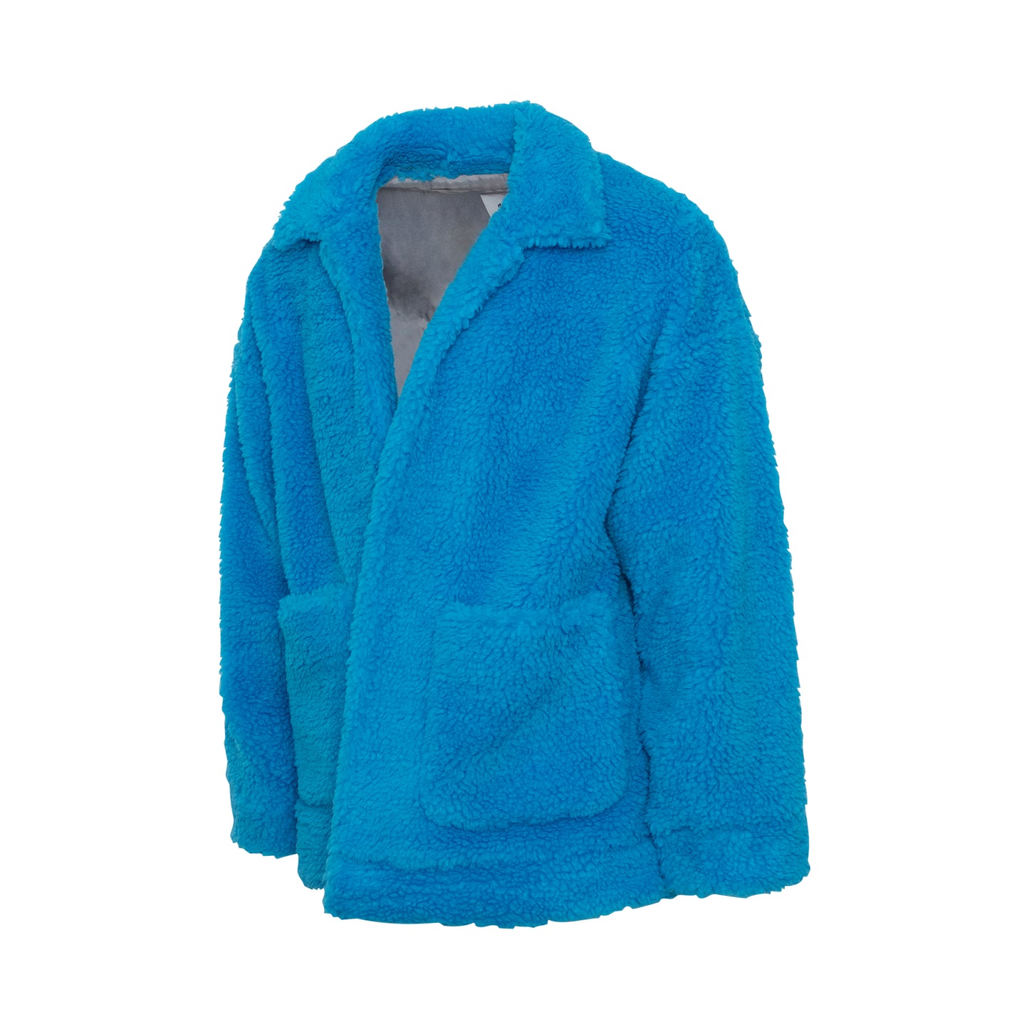 Hand-Painted Recycle Fur Jacket in Light Blue