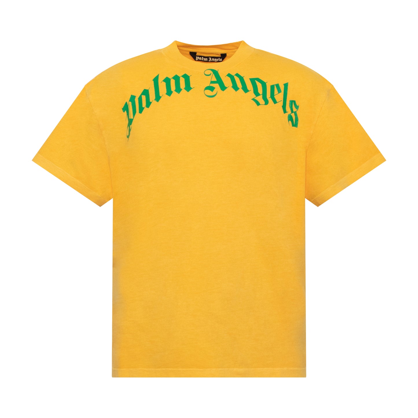 Vintage Wash Curved Logo T-Shirt in Yellow