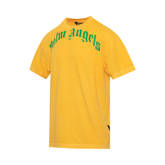 Vintage Wash Curved Logo T-Shirt in Yellow