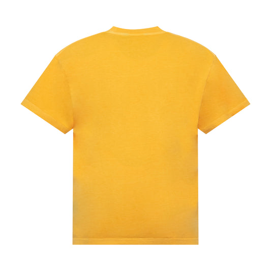 Vintage Wash Curved Logo T-Shirt in Yellow