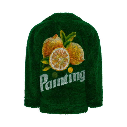 Hand-Painted Recycle Fur Jacket in Green