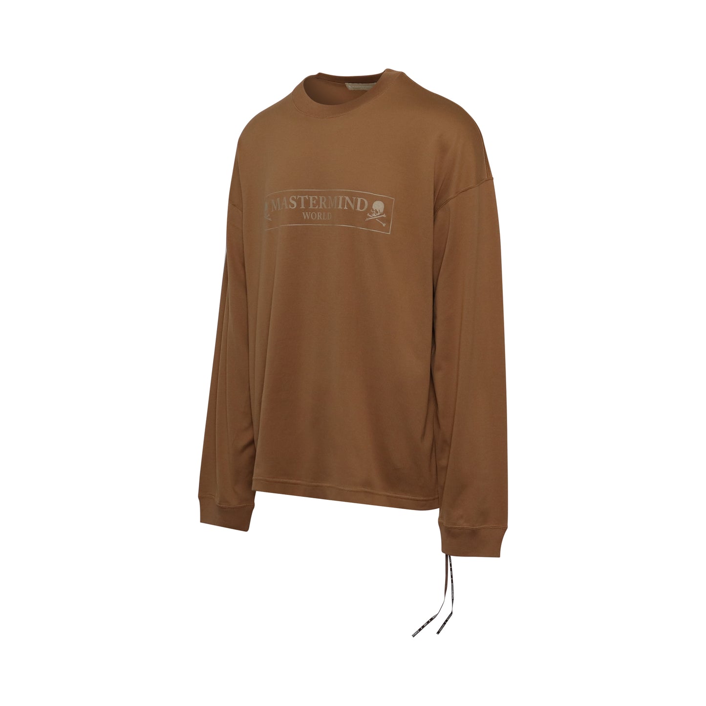 Boxed Logo Long Sleeve Boxy Fit T-Shirt in Camel