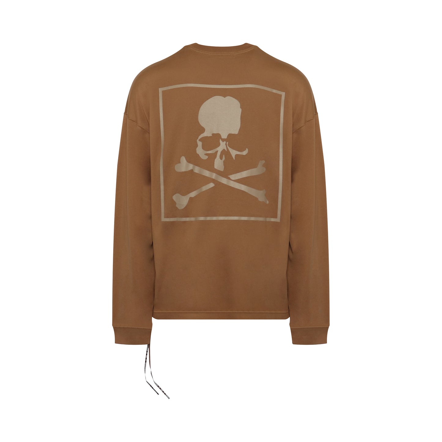 Boxed Logo Long Sleeve Boxy Fit T-Shirt in Camel