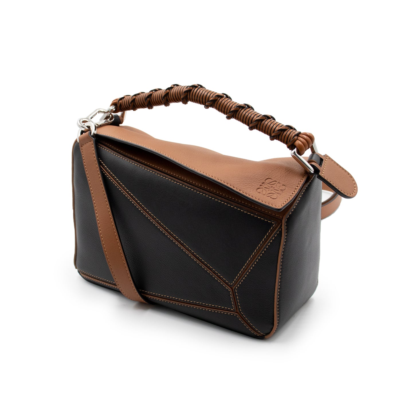 Small Puzzle Craft Bag in Classic Calfskin in Black/Tan