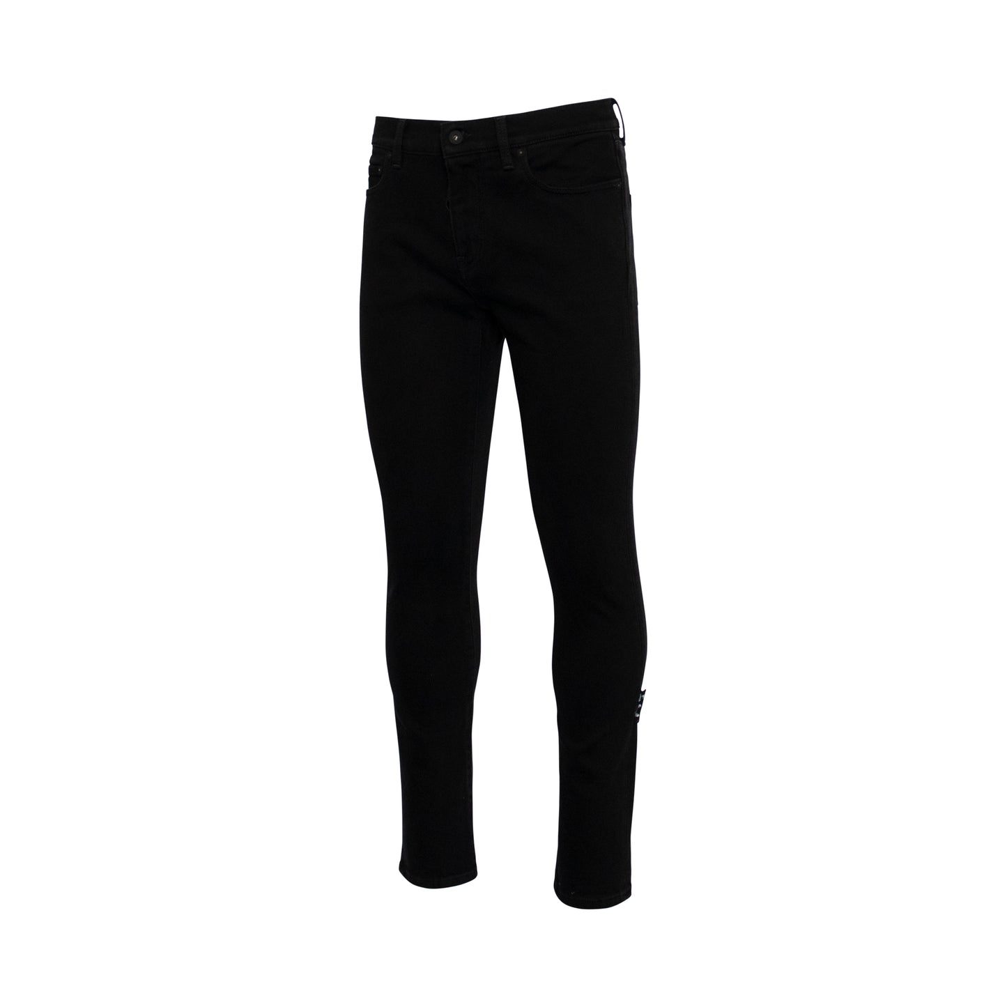 Diagonal Pocket Skinny Jeans in Black