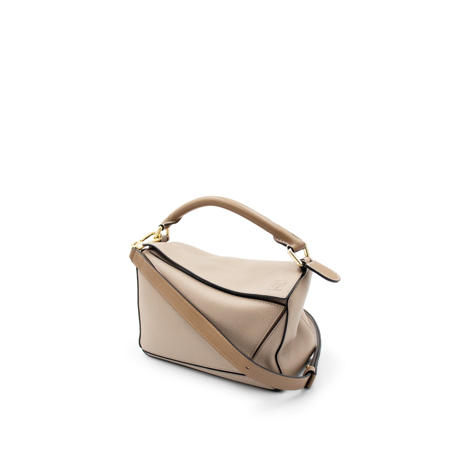 Small Puzzle Bag in Soft Grained Calfskin in Sand/Mink
