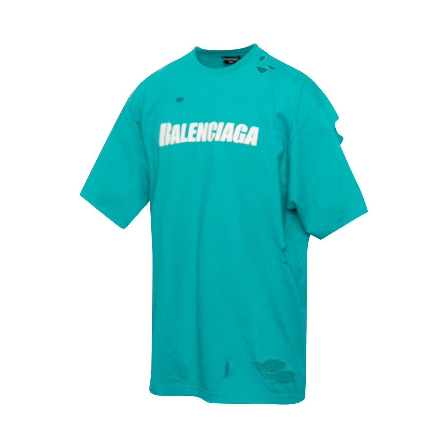 Logo Destroyed Boxy T-Shirt in Turquoise