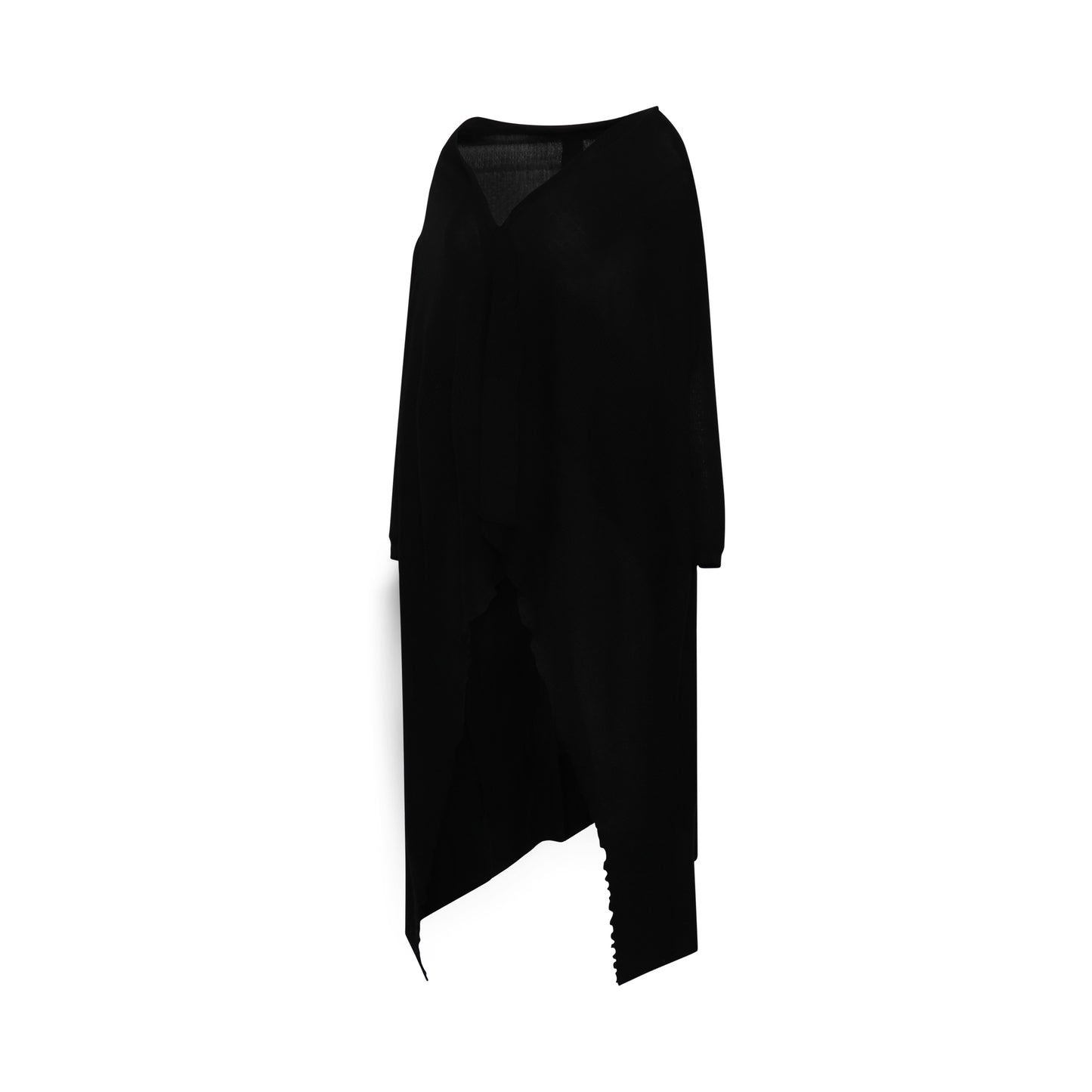 Long Wrap Knit Cardigan in Black
